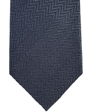 Emporio Armani Tie Anthracite Gray Herringbone Weave