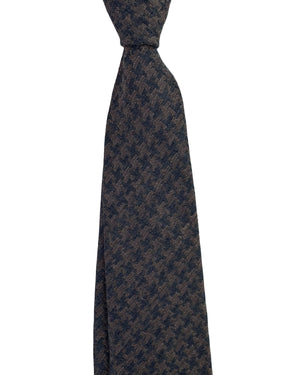 Armani Tie Brown Houndstooth - Wool silk SALE
