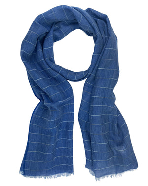 Cesare Attolini Scarf Navy Design - Linen Cashmere Silk Shawl
