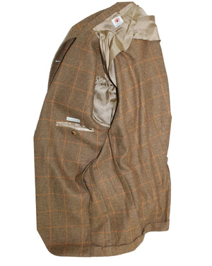 Luigi Borrelli Wool Sport Coat Brown Windowpane Design EU 50 / US 40 REDUCED - SALE