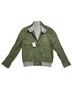 Luigi Borrelli Suede Leather Green Jacket EU 50 / US 40