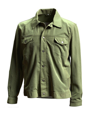Luigi Borrelli Suede Leather Jacket Green