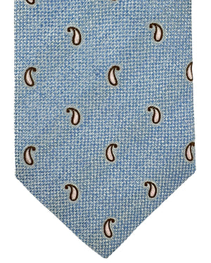 Luigi Borrelli Silk Tie Blue Silver Mini Paisley