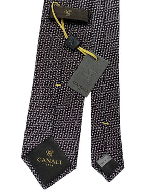 Canali Tie Black Diagonal Pin Stripe Micro Pattern