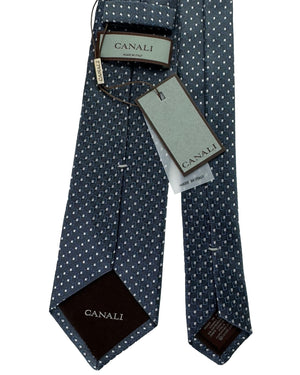 Canali Tie Charcoal Navy Framed Micro Pattern