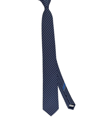 Salvatore Ferragamo Tie Midnight Blue Elephant And Gancini - New Collection - SALE