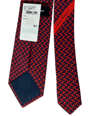 Salvatore Ferragamo Tie Navy Red Dog Pattern