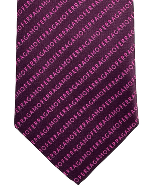Salvatore Ferragamo Signature Tie Bordeaux Pink Logo Design