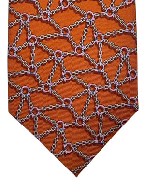 Salvatore Ferragamo Tie Orange Gancini Chain