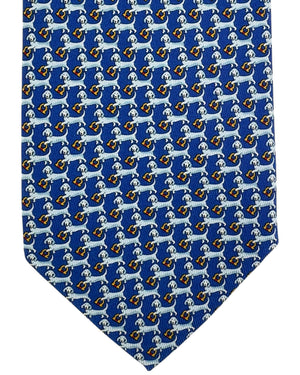 Salvatore Ferragamo Tie Royal Blue Dachshund Dog Design