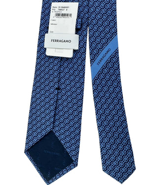 Salvatore Ferragamo Tie Navy Blue Interwoven Gancini - Fall/ Winter 2025/ 2026 Collection