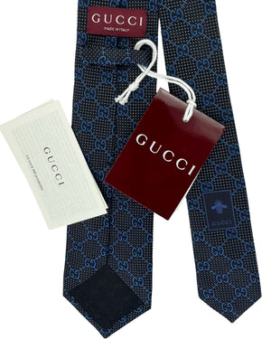 Gucci Tie GG Black Silver Midnight Blue