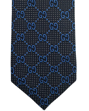 Gucci Tie GG Black Silver Midnight Blue