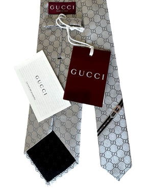 Gucci Tie GG Pattern Gray New