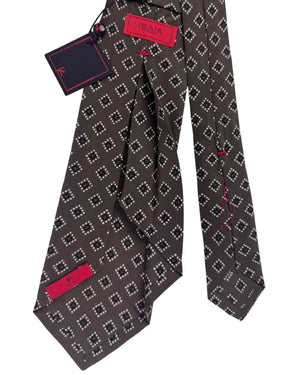 Isaia Tie Brown Diamond Dot Pattern