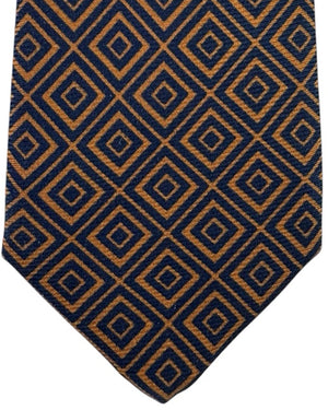 Kiton Sevenfold Tie Midnight Blue & Geometric Diamond