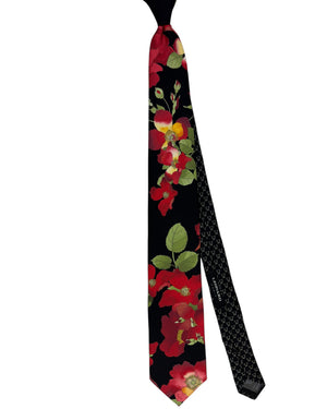 Leonard Silk Tie Black Bold Poppy Floral