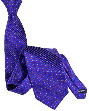 Vitaliano Pancaldi Pleated Silk Tie Purple Multicolor Diamond