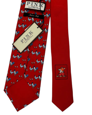 Thomas Pink Tie Red Rooster Novelty Design