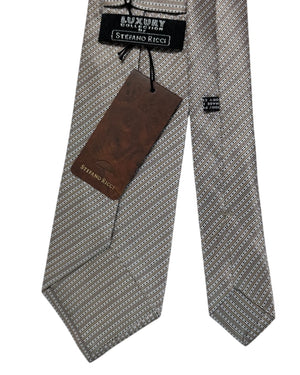 Stefano Ricci Tie Taupe Silver Diagonal Dot Stripe