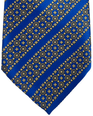 Stefano Ricci Tie Royal Blue Gold Pattern Stripes