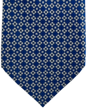 Stefano Ricci Silk Tie Royal Blue Silver Geometric