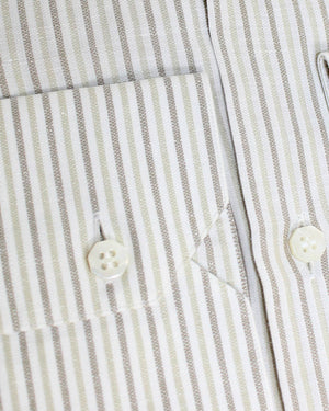 Stefano Ricci Dress Shirt White Taupe Stripes