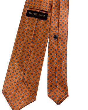 Stefano Ricci Silk Tie Orange Blue Mini Medallions