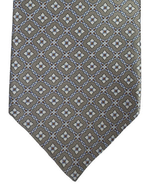 Stefano Ricci Tie Taupe Tan Light Blue Geometric Design