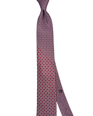Stefano Ricci Tie Bordeaux Silver Circle and square Design