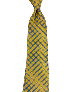 Stefano Ricci Tie Mustard Yellow Midnight Blue Lattice
