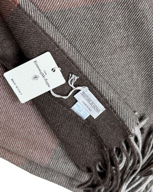 Tessitura Di Novara Cashmere Throw Blanket Brown Gray Design