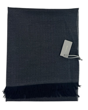 Tom Ford Scarf Gray Black Solid Herringbone - Cashmere Silk Shawl