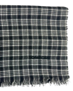 Tom Ford Wool Scarf Gray Black Check Plaid - Men Collection SALE