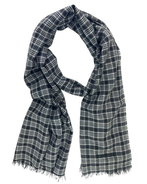 Tom Ford Wool Scarf Gray Black Check Plaid - Men Collection