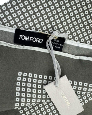 Tom Ford Silk Pocket Square Gray Geometric