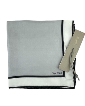 Tom Ford Silk Pocket Square Gray Black White