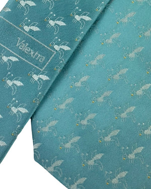 Valextra Silk Blue Bee Novelty Design - Wide Novelty Necktie FINAL SALE