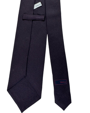 Valextra Silk Tie Midnight Blue & Brown Micro Weave - Wide Necktie