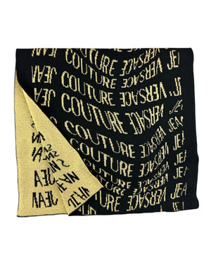 Versace Scarf Black Gold Logo Liquify - Versace Jeans Couture