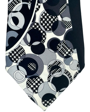 Vitaliano Pancaldi Silk Tie Black Gray Polka Dots