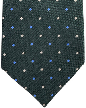 Ermenegildo Zegna Tie Sevenfold - Forest Green Square Dot Pattern SALE