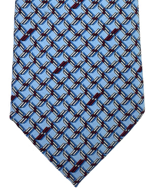 Ermenegildo Zegna Silk Tie Sky Blue Skis Novelty Design