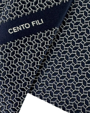 Ermenegildo Zegna Tie Dark Blue Geometric