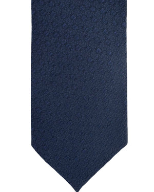 Ermenegildo Zegna Tie Midnight Blue Solid Tonal Pattern - Narrow Necktie
