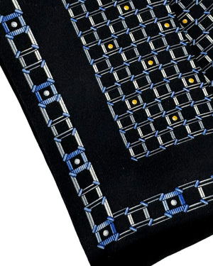 Zilli Paris Silk Pocket Square Black Gray Blue SALE