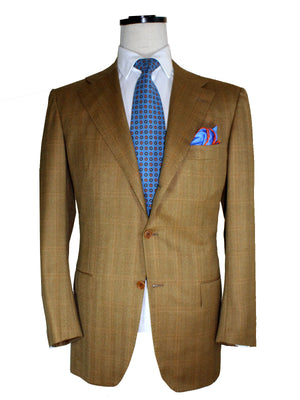 Kiton Sport Coat Brown Windowpane