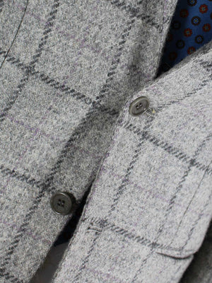 Kiton Sport Coat Gray Windowpane Wool Blazer Cipa 1960