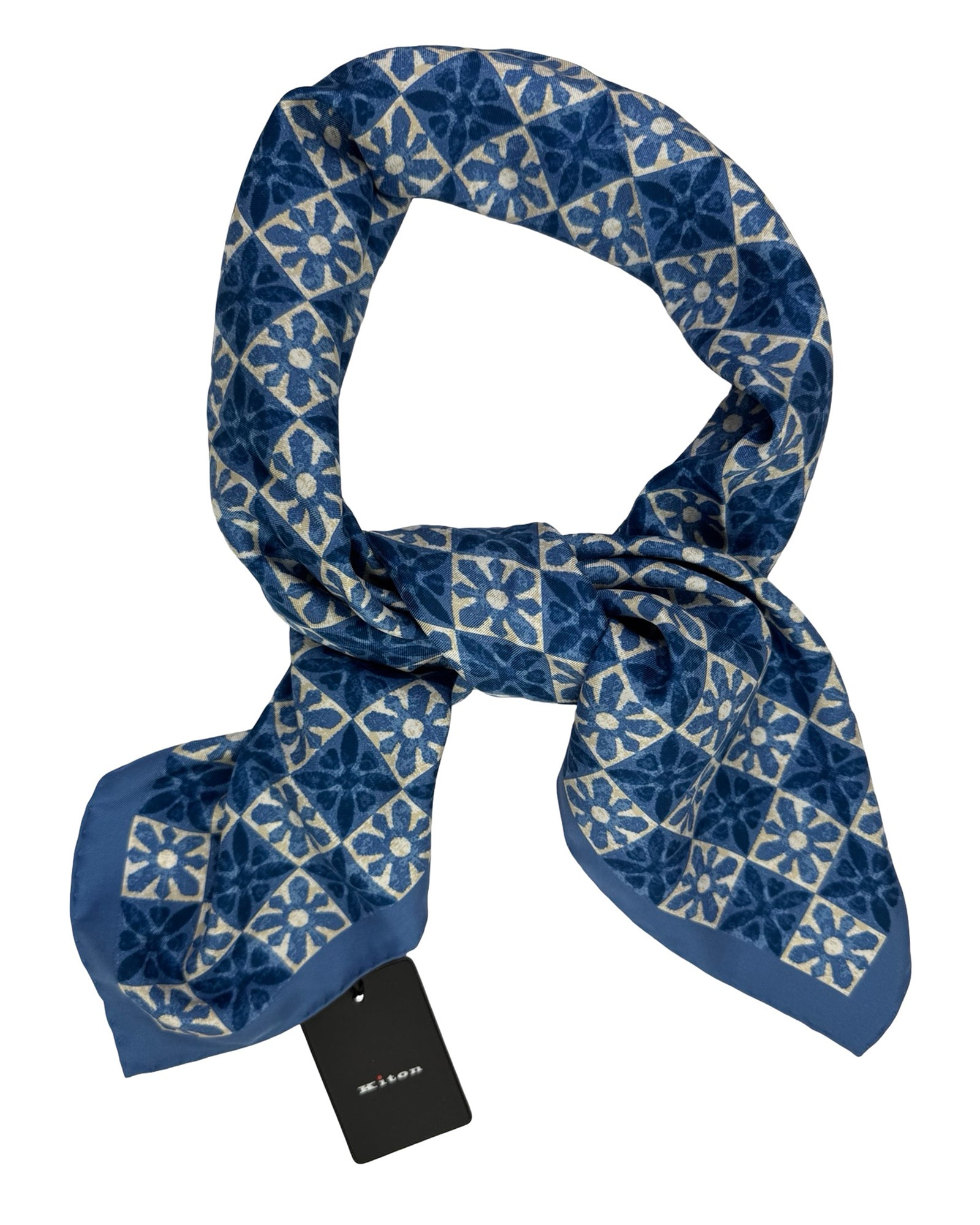 Kiton Scarf Blue Geometric 