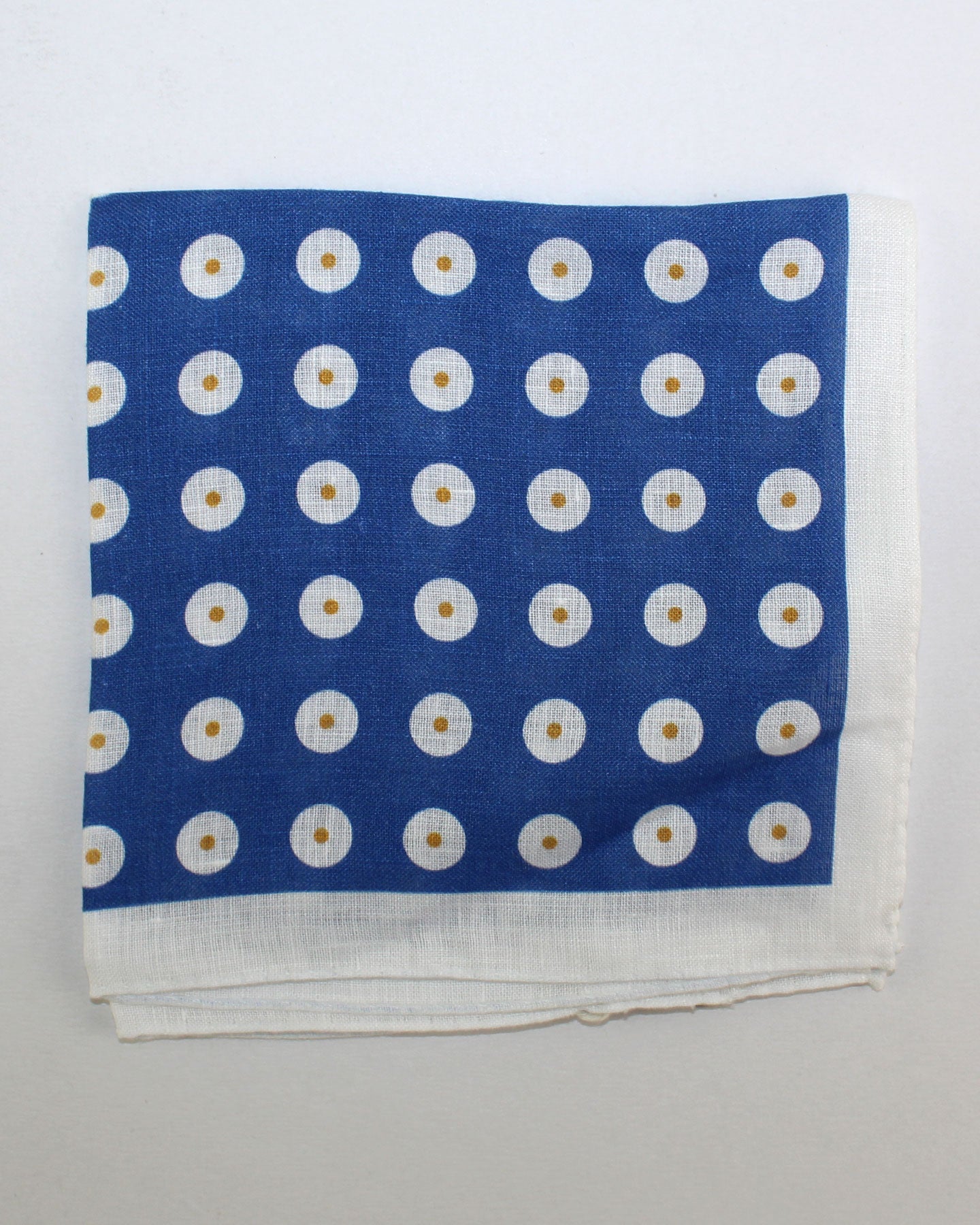 Luigi Borrelli Linen Pocket Square Royal Blue Dots